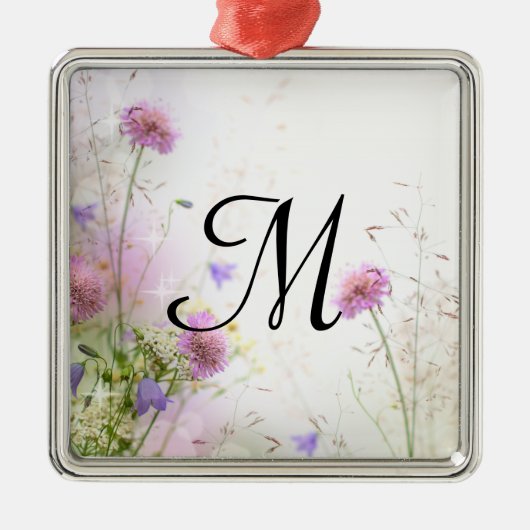 Lavendel Wild Flowers Monogram Initiaal Ornament (Voorkant)