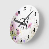 Lavendel Wild Flowers Monogram Initiaal wandklok (Hoek)