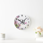 Lavendel Wild Flowers Monogram Initiaal wandklok (Huis)