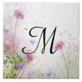 Lavendel Wild Flowers Zwembad Monogram Display Teg Tegeltje (Voorkant)