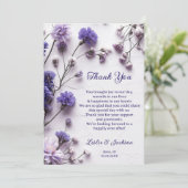 Lavendel Wildbloemen Trouwfoto Bedankkaart (Staand voorkant)