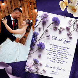 Lavendel Wildbloemen Trouwfoto Bedankkaart
