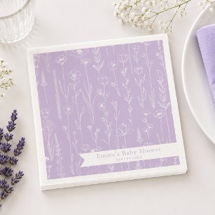 Lavendel Wilde Bloem Baby Shower   Bloemmotief  Servet
