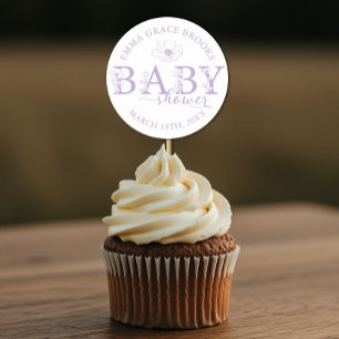 Lavendel Wilde Bloem Baby Shower Ronde Sticker