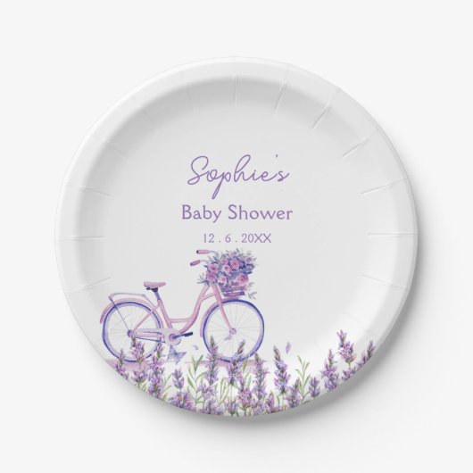 Lavendel Wilde Bloem Fiets Baby Shower Bord (Voorkant)