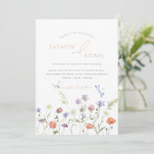 Lavendel Wilde Bloem Libelle Monogram Huwelijk Kaart (Staand voorkant)