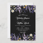 Lavendel & Wilde Bloem Rustieke Tuin Bruiloft Kaart (Voorkant)