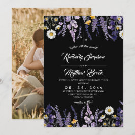 Lavendel & Wilde Bloem Rustieke Tuin Bruiloft  Kaart
