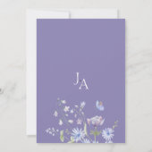 Lavendel Wilde Bloem Vlinder Monogram Huwelijk Kaart (Achterkant)
