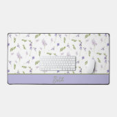 Lavendel Wilde Bloem Waterverf Bloemige Monogram Bureaumat (Keyboard & Muis)