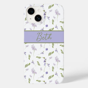 Lavendel Wilde Bloem Waterverf Bloemige Monogram Case-Mate iPhone 14 Hoesje