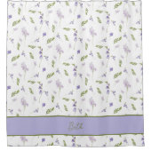 Lavendel Wilde Bloem Waterverf Bloemige Monogram Douchegordijn (Voorkant)