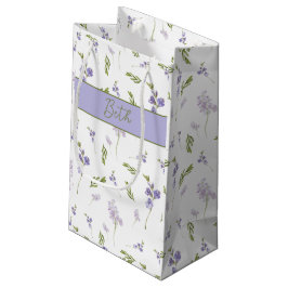 Lavendel Wilde Bloem Waterverf Bloemige Monogram Klein Cadeauzakje