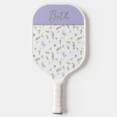 Lavendel Wilde Bloem Waterverf Bloemige Monogram Pickleball Paddle (Achterkant)