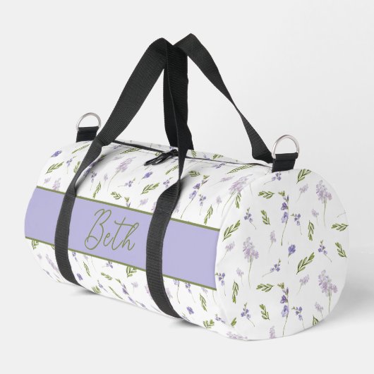 Lavendel Wilde Bloem Waterverf Bloemige Monogram Plunjezak (Linkerhoek)