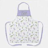 Lavendel Wilde Bloem Waterverf Bloemige Monogram Schort (Voorkant)