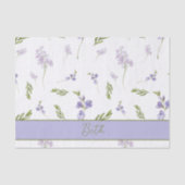 Lavendel Wilde Bloem Waterverf Bloemige Monogram Tissuepapier (Voorkant)