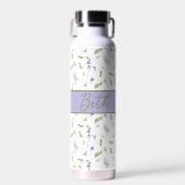 Lavendel Wilde Bloem Waterverf Bloemige Monogram Waterfles (Voorkant)