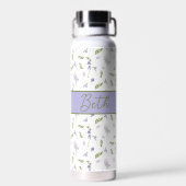 Lavendel Wilde Bloem Waterverf Bloemige Monogram Waterfles (Achterkant)