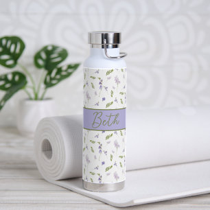 Lavendel Wilde Bloem Waterverf Bloemige Monogram Waterfles