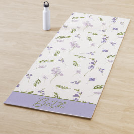 Lavendel Wilde Bloem Waterverf Bloemige Monogram Yogamat