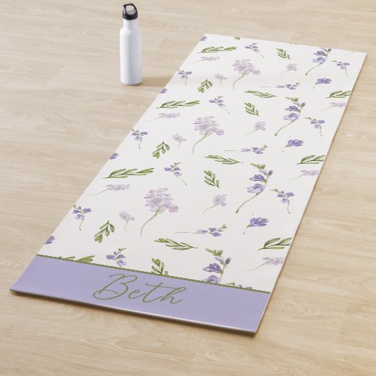 Lavendel Wilde Bloem Waterverf Bloemige Monogram Yogamat (In situ)