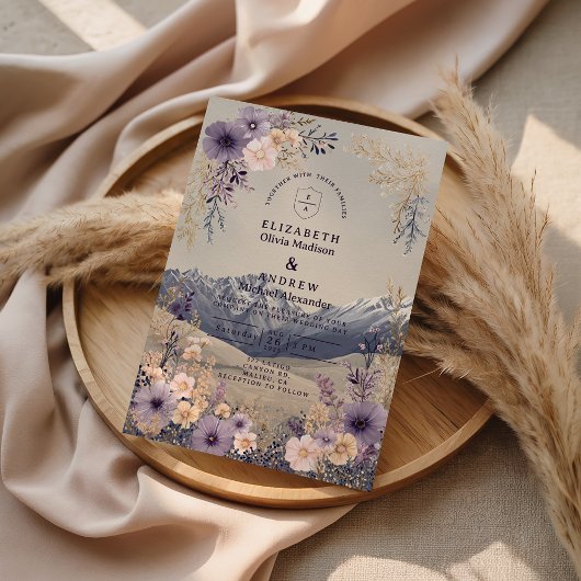 Lavendel Wilde Bloemen Berg Bruiloft Kaart