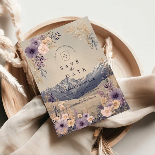Lavendel Wilde Bloemen Berg Bruiloft Save The Date