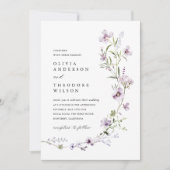 Lavendel Wilde Bloemen Bruiloft Kaart (Voorkant)