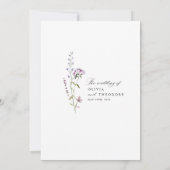 Lavendel Wilde Bloemen Bruiloft Kaart (Achterkant)