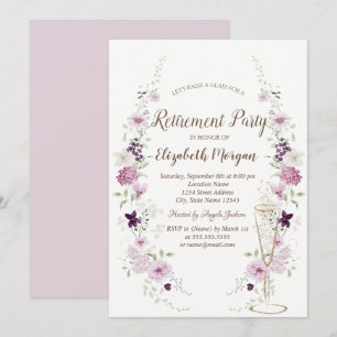 Lavendel Wilde Bloemen Champagne Glas Pensioen Kaart