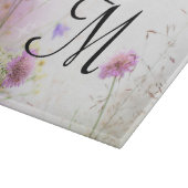 Lavendel Wilde Bloemen Monogram Glas Snijplank (Hoek)