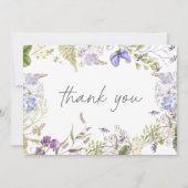 Lavendel Wilde Bloementuin Romantische Witte Bruil Bedankkaart (Voorkant)