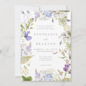Lavendel Wilde Bloementuin Witte Romantische Bruil Kaart (Voorkant)