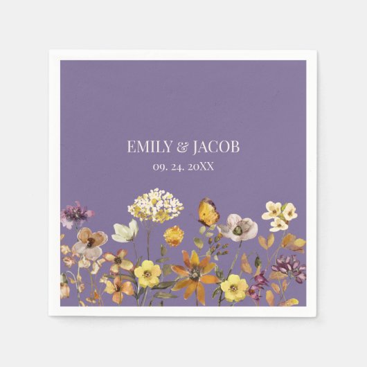 Lavendel Wildflower Boho bruiloft servetten (Voorkant)