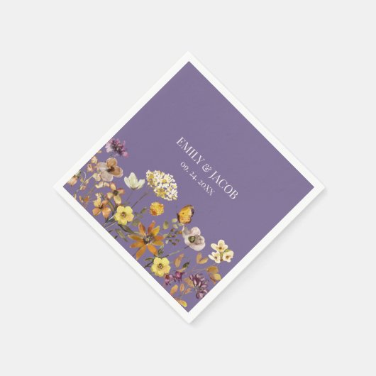 Lavendel Wildflower Boho bruiloft servetten (Hoek)