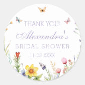 Lavendel Wildflower Boho Vrijgezellenfeest Dank u Ronde Sticker (Voorkant)