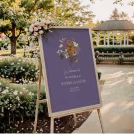 Lavendel Wildflower Boho Wedding Welkom Poster