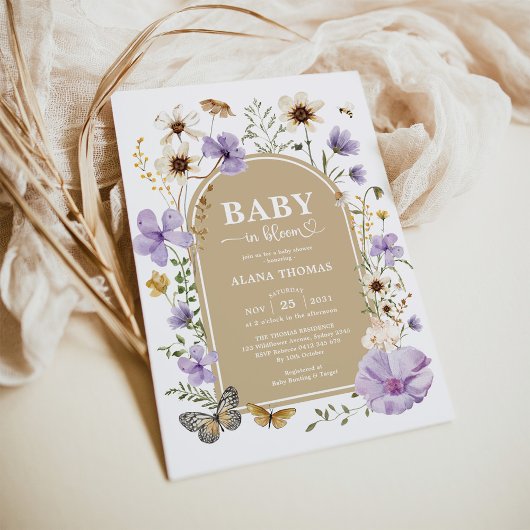 Lavendel Wildflower Garden Baby in Bloom Shower Kaart