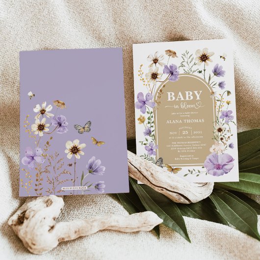 Lavendel Wildflower Garden Baby in Bloom Shower Kaart