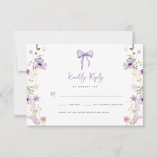 Lavendel Wildflower RSVP Baby shower Beantwoorden  (Voorkant)