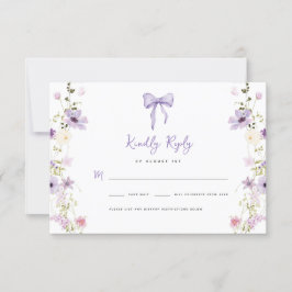 Lavendel Wildflower RSVP Baby shower Beantwoorden  Kaartje