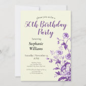 Lavendel Wildflower Vrouwen 50ste Verjaardag Party Kaart (Voorkant)