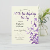 Lavendel Wildflower Vrouwen 50ste Verjaardag Party Kaart (Staand voorkant)