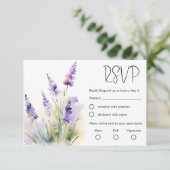 Lavendel wildflower Waterverf bruiloft RSVP Kaart (Staand voorkant)
