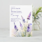 Lavendel wildflower Waterverf bruiloft uitnodiging (Staand voorkant)