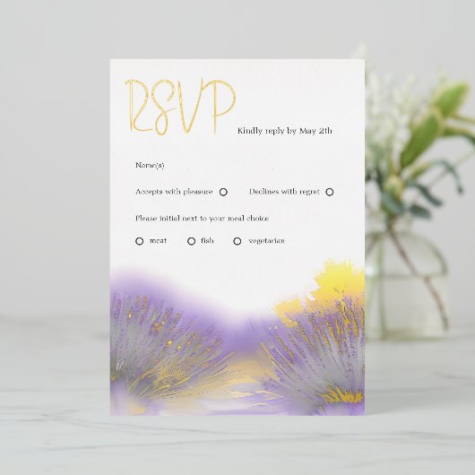 Lavendel wildflower Waterverf RSVP Folie Feestdagenkaart (Staand Voorkant)