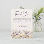 Lavendel Wildflowers Bruids Beige bedankkaart Kaart (Staand voorkant)
