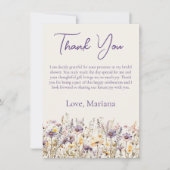 Lavendel Wildflowers Bruids Beige bedankkaart Kaart (Voorkant)