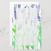 Lavendel Wildflowers Waterverf Grey Lined Briefpapier (Voorkant / Achterkant)